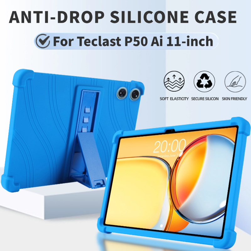 Til teclast  p50 ai tablet 11 " android 15 etui stødsikkert cover blødt silikone stativ beskyttende skal