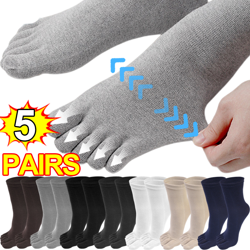 1/5 pares de calcetines de cinco dedos calcetines de algodón transpirables Unisex deportes correr sudor absorbente antibacteriano tobillo calcetines