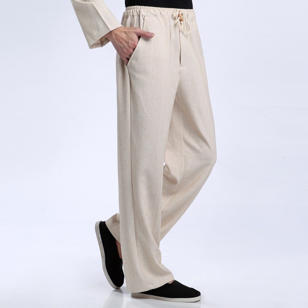 Chinesischen männer Kung Fu Hosen Baumwolle Leinen Kung Fu Schlauch Tai Chi Hosen Wu Shu Hosen Größe M L XL XXL XXXL W42
