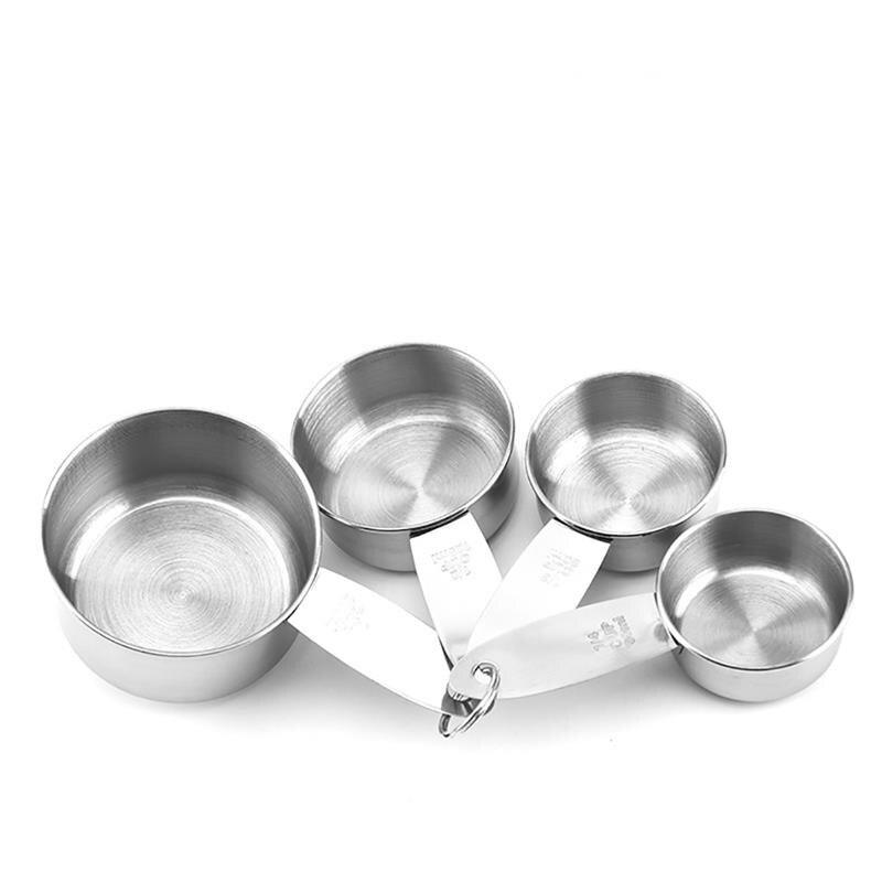 4pcs Measuring Cups And Measuring Spoon Scoop Stainless Steel Handle Kitchen Measuring Tool Measuring Cups And Spoons Set