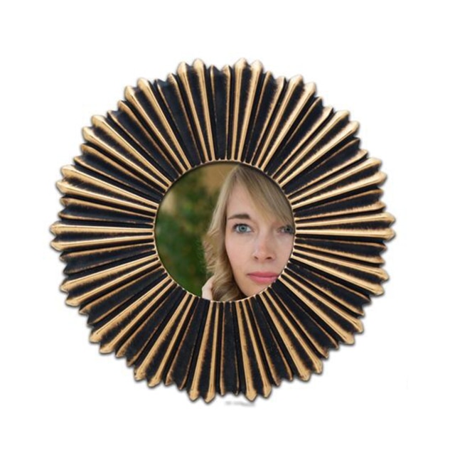 Miroir mural rond de 25cm, pour la maison, la salle de bain, la chambre à coucher, l'entrée, le magasin, l'hôtel, décoration artistique innovante de maquillage: 911-19