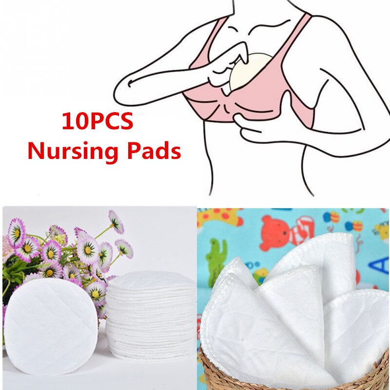 Women 10pcs/set Three Layers of Ecological Cotton Washable Breastfeeding Pads Nursing Pads