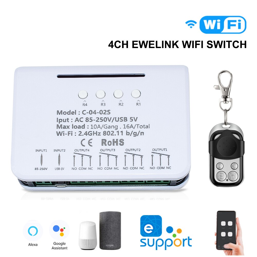 Wifi Smart Switch RF Relay Module Supports EWELINK App Remote Control DIY Light Breaker 12V 24V 220V Work With Alexa Google Home