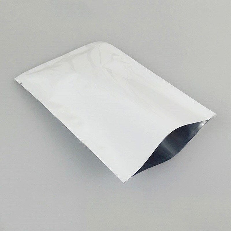 100Pcs Aluminum Foil Bags Open Top Vacuum Pouches Heat Seal Food Storage Candy Snacks Bag Mylar Foil Packaging Sample Bags White