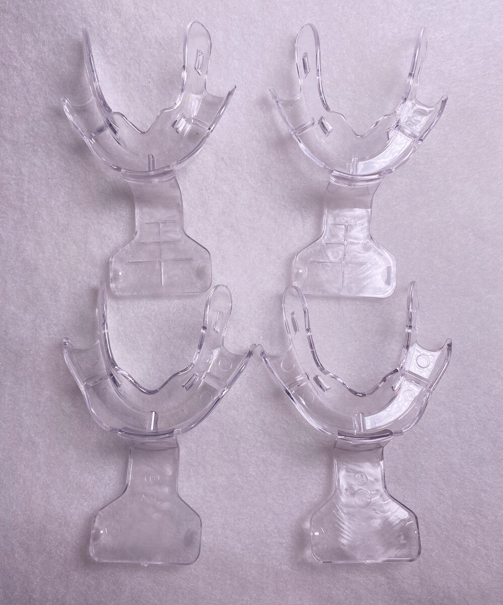 2Pis/Lot Dental Frame Cut Back Impression Trays Mandibular Denture Edentulous FCB Clear Ivolcar Style