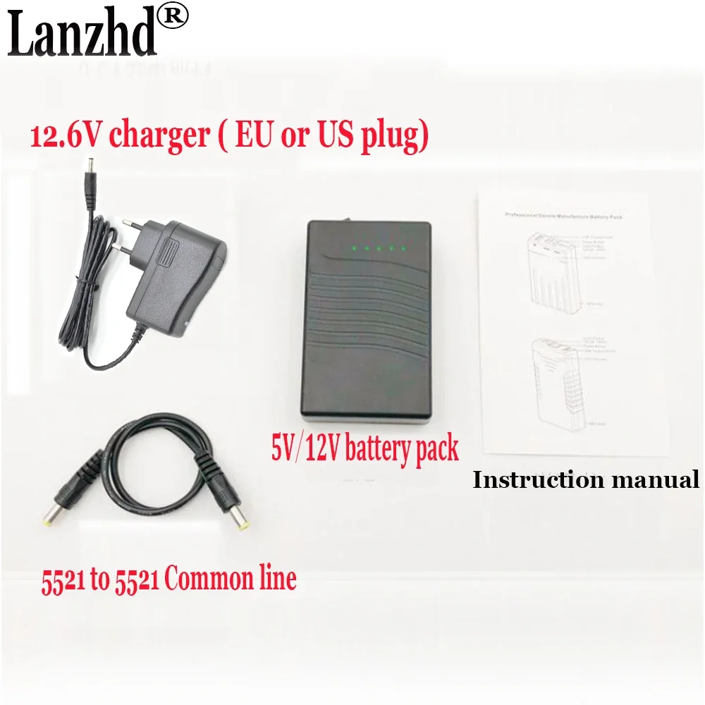 5V 12v 18650 3400mAh Lithium Li ion Battery pack 3S1P DC 12V and USB 5V Mobile power With 5521 cable and charger
