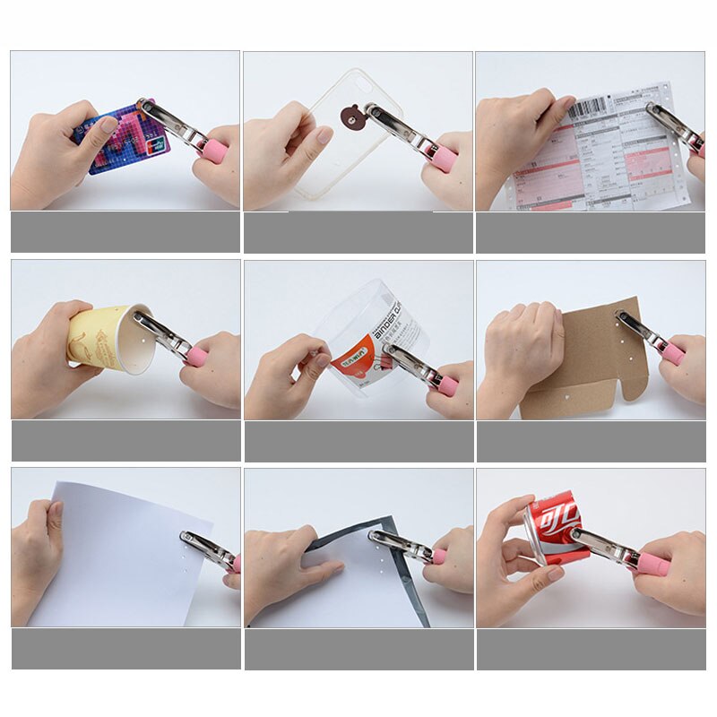 Perforador de un solo agujero de Metal 6mm perforadoras de papel de mano perforadoras para colección de recortes a prueba de golpes de artesanía 8 páginas suministros de oficina escolar