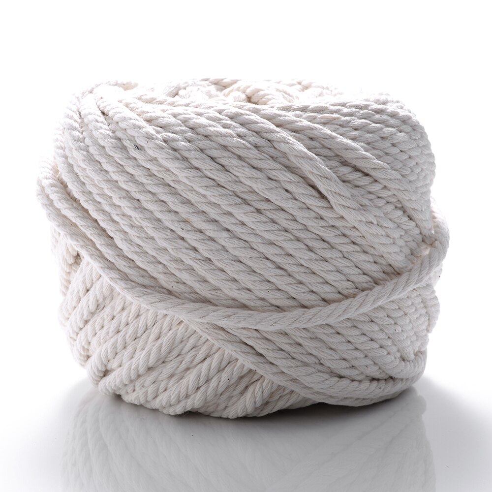 1 2 3 4 5 6mm Natural Cotton Twisted Rope Macrame Cotton Cord Twine String DIY Craft Making Tassel Knitting Thread( not 1 roll): 5mm X 5meters