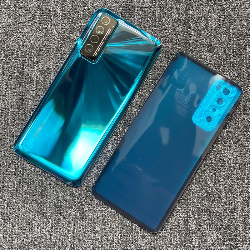 6.53 "coperchio della batteria per Huawei Nova 7 5G custodia posteriore in vetro porta posteriore con obiettivo della fotocamera + adesivo adesivo JEF-AN00 NX9 AN20: with lens green