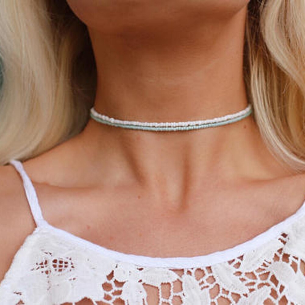 Eenvoudige Ketting Vrouwen Choker Mode Vrouwen Kralen Choker Ketting Zomer Strand Sieraden Verjaardag Ketting Sieraden Vrouwen Sieraden