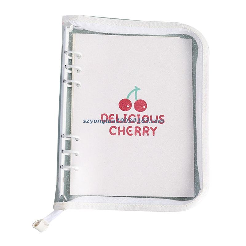 P82C A5/A6 6 Hole Zippered Loose Leaf Notebook Cover Planner Binder Ring Clips Photo Organizer Shell Diary Transparent Case: Snow white