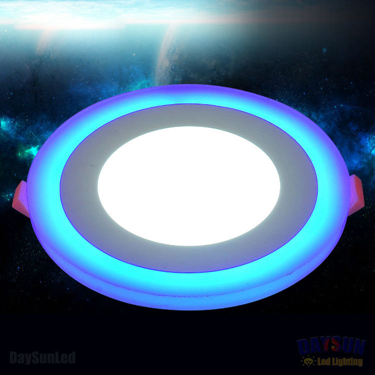 Superbright led-panellampe til loft ned-lampe 6w 9w 16w 24w hvide + blå akrylforsænkede belysningslamper med dobbelte farver