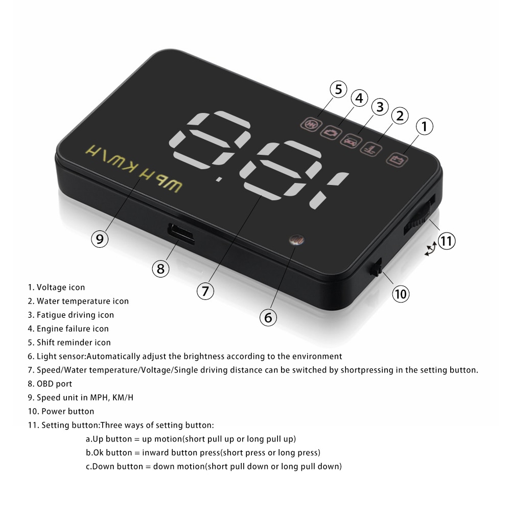 A1000 PK A900 HUD Head-Up Display Auto-styling Hud Display Overspeed Waarschuwing Voorruit Projector Alarmsysteem Universele auto