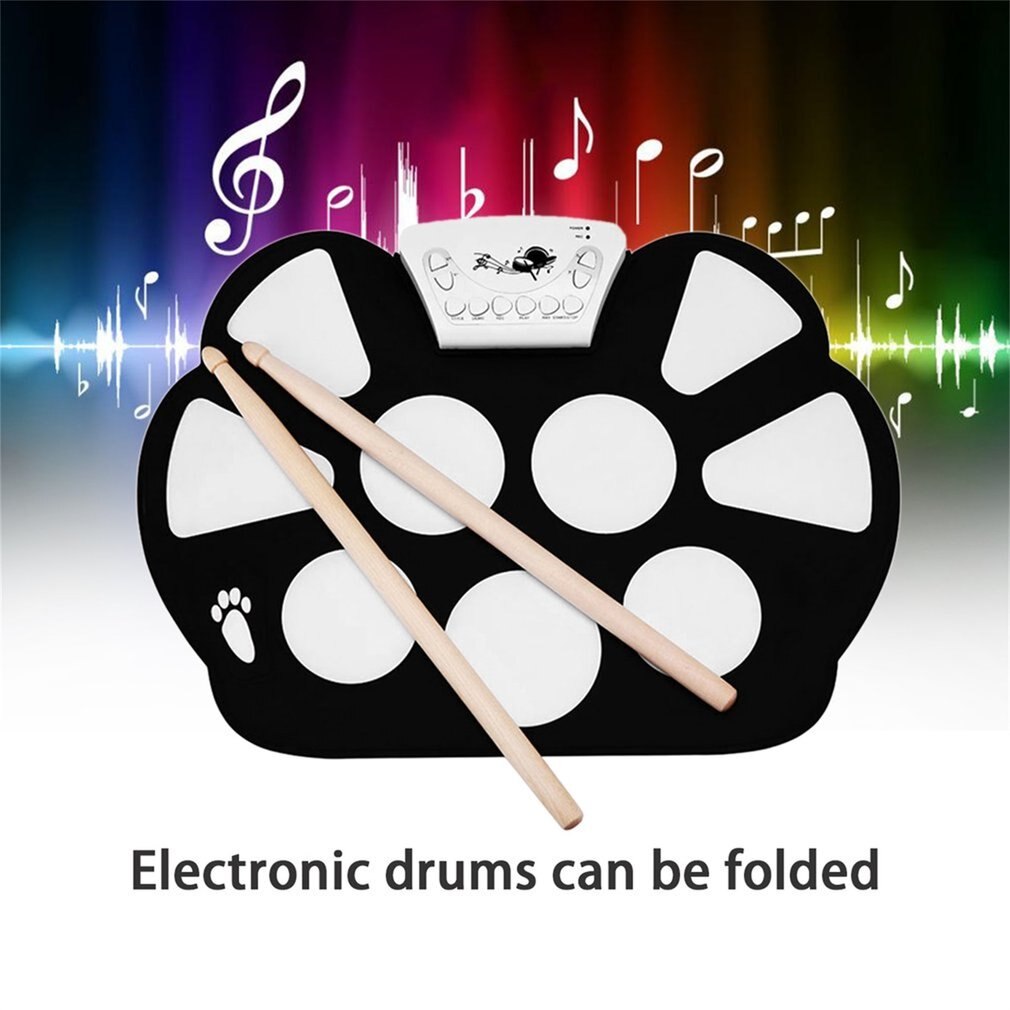 Professionele Roll Up Drum Pad Kit Silicon Opvouwbare Met Stok Draagbare Drum Elektronische Drum Usb Drum