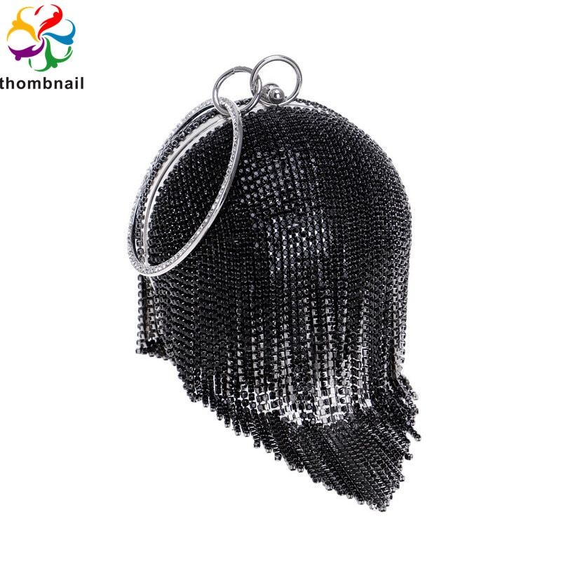 Silber und Farbe Tasche Frauen Diamant Dinner-Party Abend Kupplung Tasche Promi Handtasche Damen Prom Cocktail Handtasche: Black