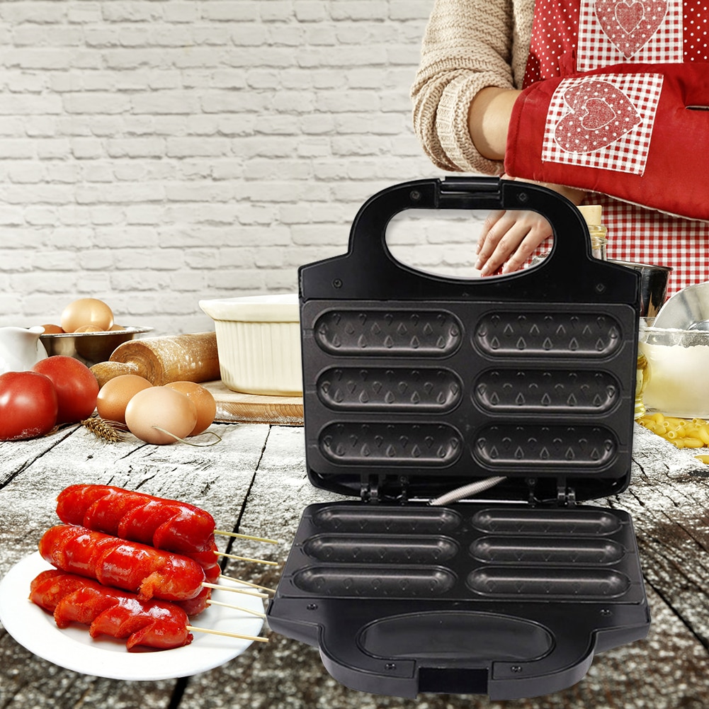 850W Electric Sausage Maker Automatic Mini Dog Bread Machine Toaster Sandwich Iron Toaster Baking Breakfast Pan Oven EU