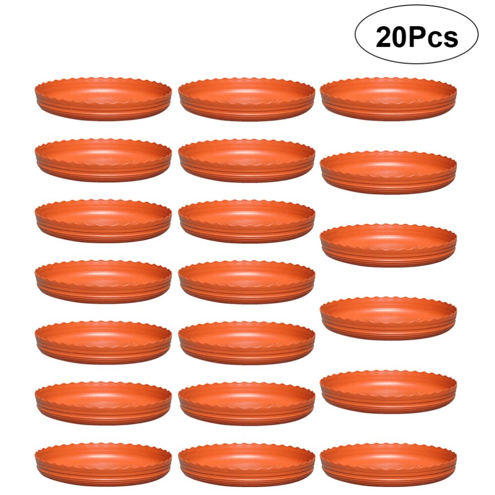 20 stuks verplaatsbare plantenbak, ronde bloempot van kunsthars, kurken bodem, druppelbak, tuinbalkongereedschap voor vetplanten, bloempot van  (1 gallon,