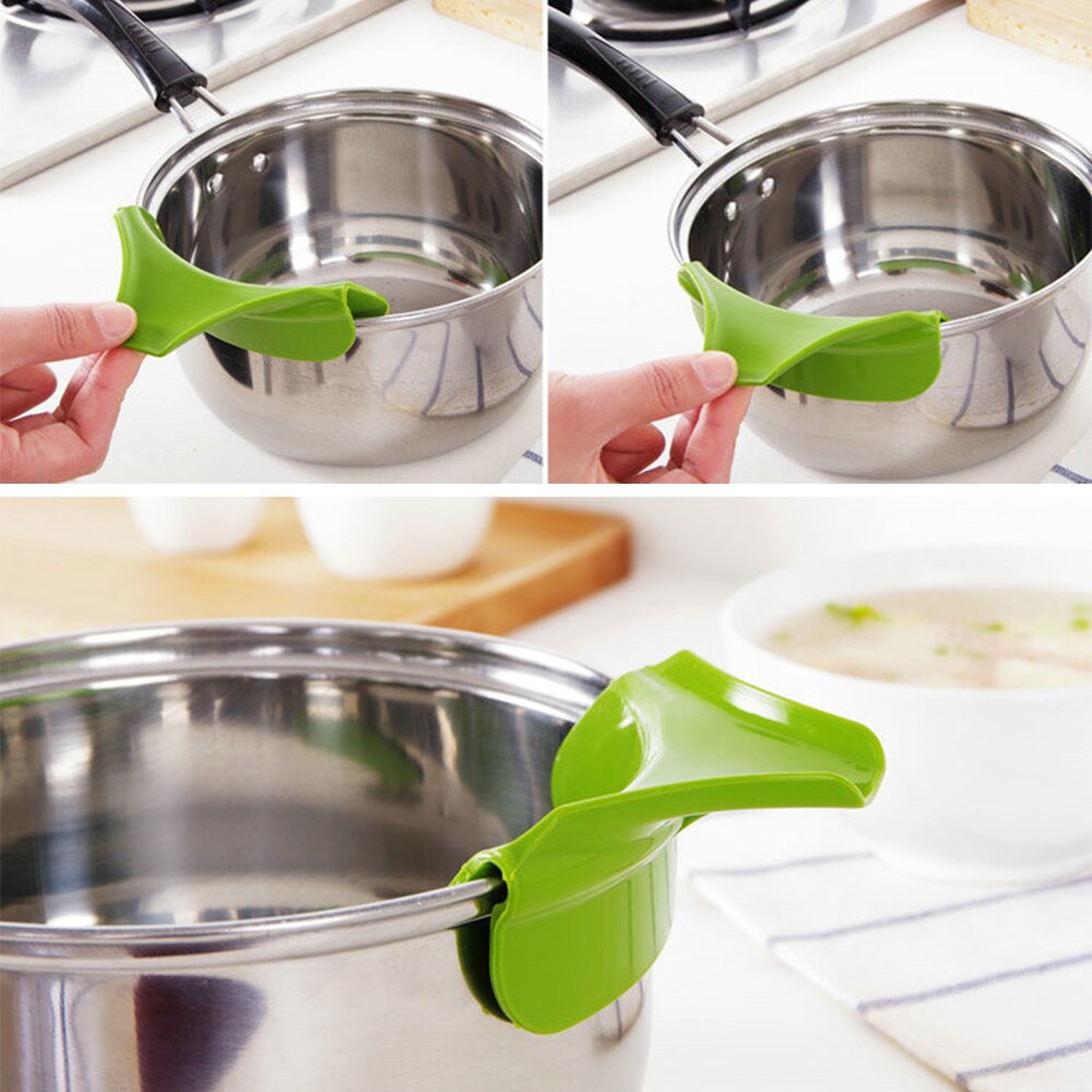 Silicone Anti-déversement sans lacet Pour entonnoir à bec verseur Pour casseroles et bols et Pots accessoires d'outils de cuisine à domicile