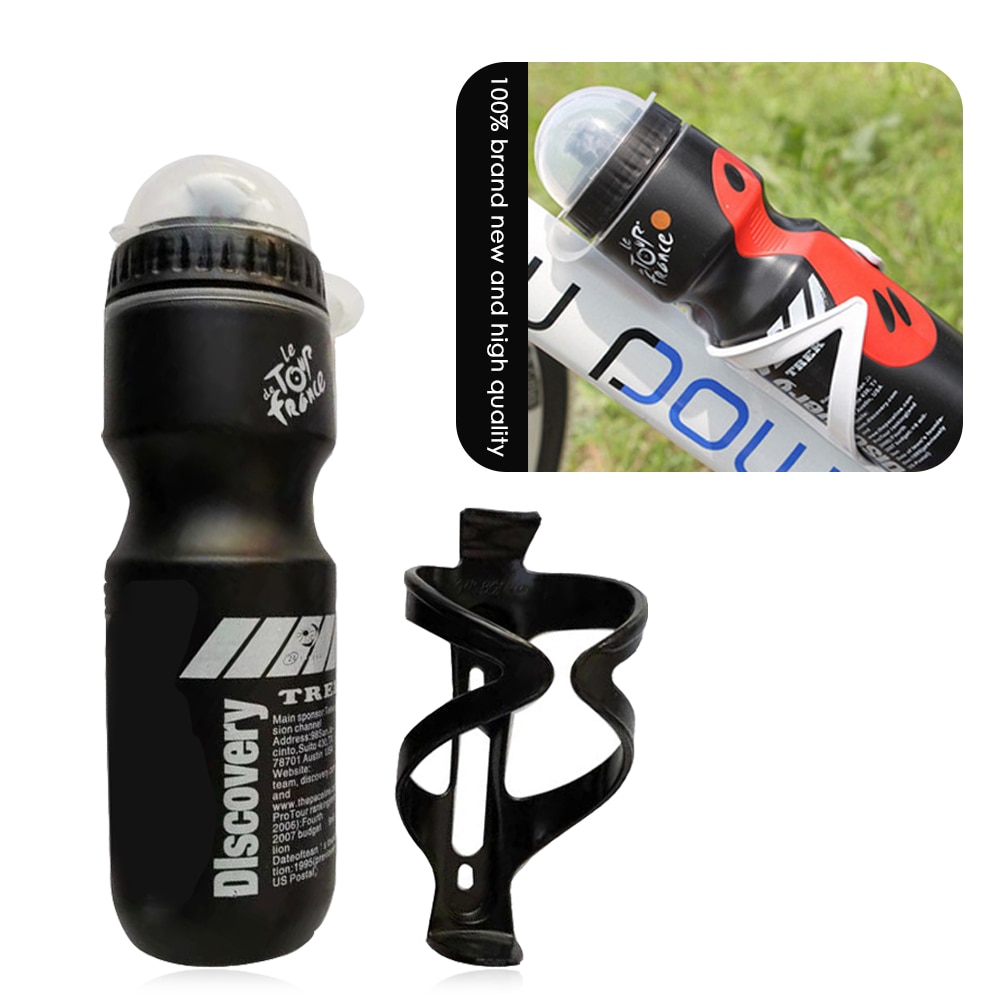 Botella de bebida de agua de bicicleta de montaña de 750ML + soporte de jaula para deportes al aire libre botella de agua portátil de plástico
