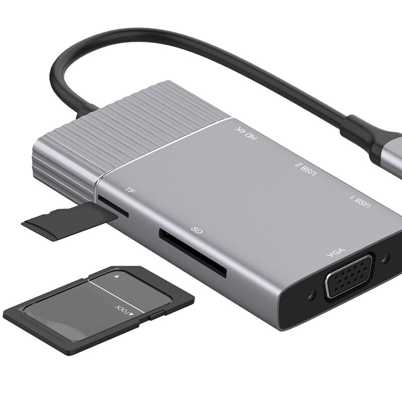 Usbc till hdmi 4k vga 2 usb 3.0 sd tf kortläsare hub 3.5mm o port pd laddningsdocka konverterare för galaxy  s8 s9