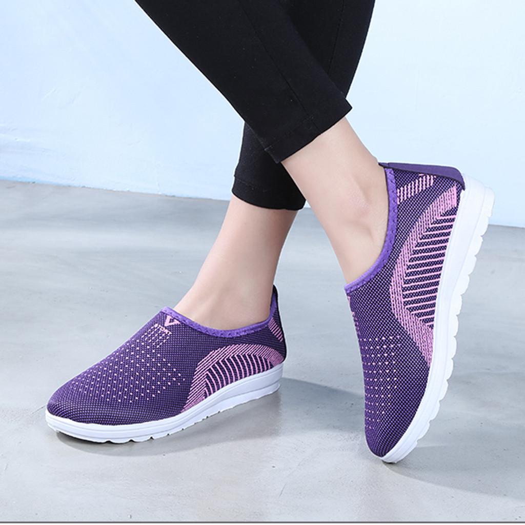 Women Mesh Flat shoes patchwork slip-on Cotton Casual shoes for woman Walking Stripe Sneakers Loafers Soft Shoes zapato: 2 / 7.5