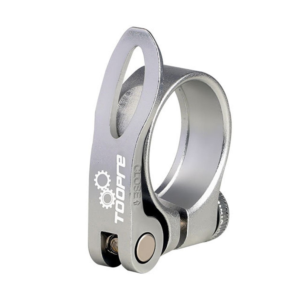 Bike Seat Post Clamp Aluminum Alloy Bicycle Quick Release Seatpost Tube Clip Universal Saddle Fixing Clamp Ring Bicycle Part: 31.8mm Silver