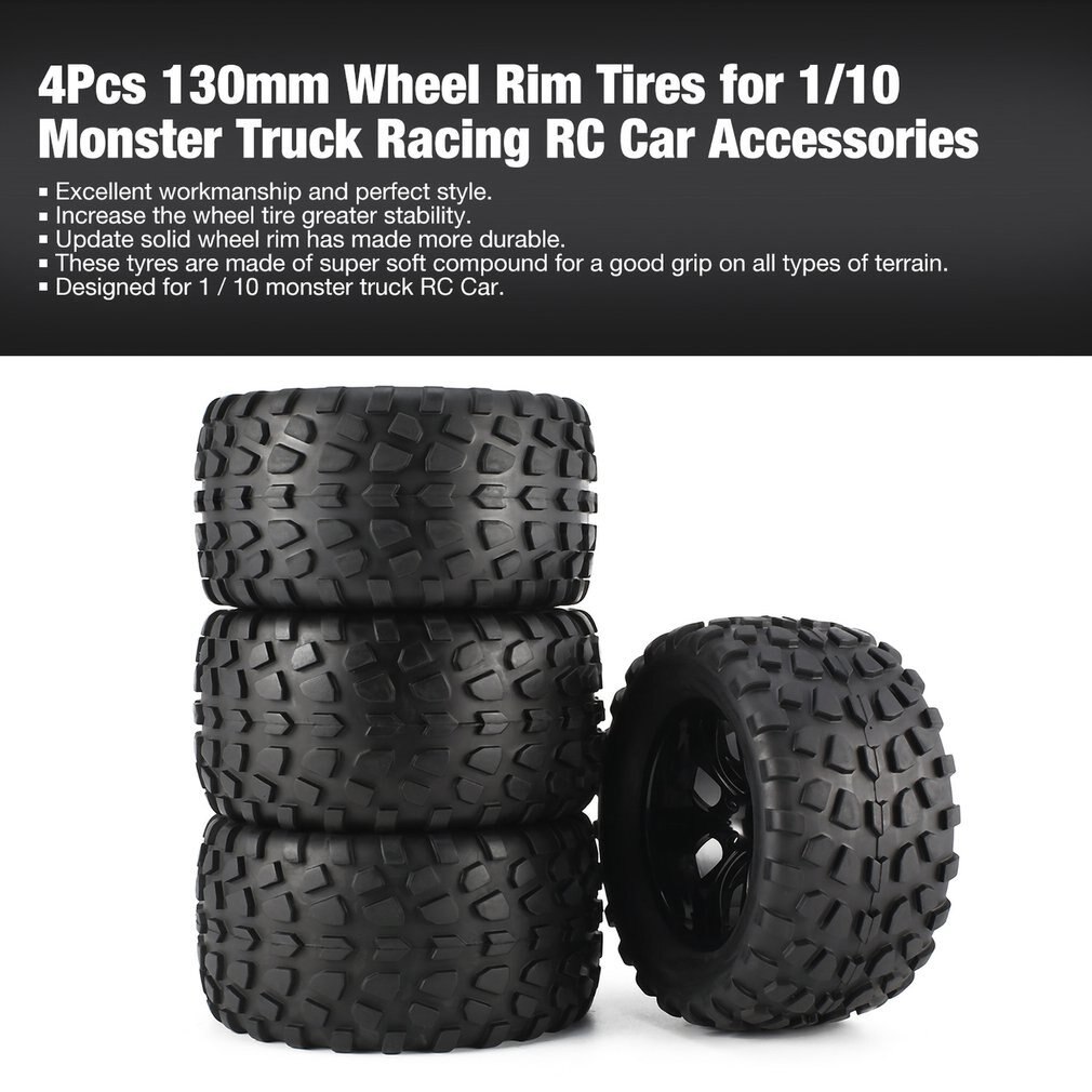 4 Uds 130mm 7 contorno volcado Fetal flor todoterreno llanta de rueda y neumáticos para 1/10 Monster Truck Racing RC accesorios de coche
