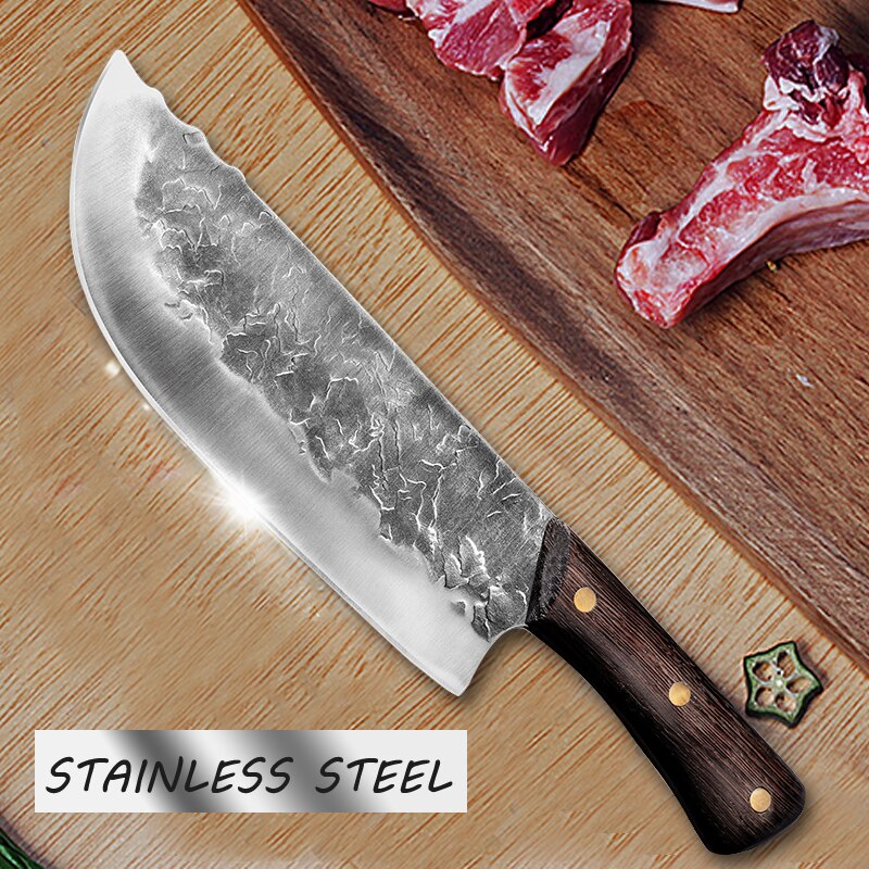 Multi-purpose Knife Hand Forged Old Kitchen Knife Butcher Knife for Cutting Meat Household Chef Knives