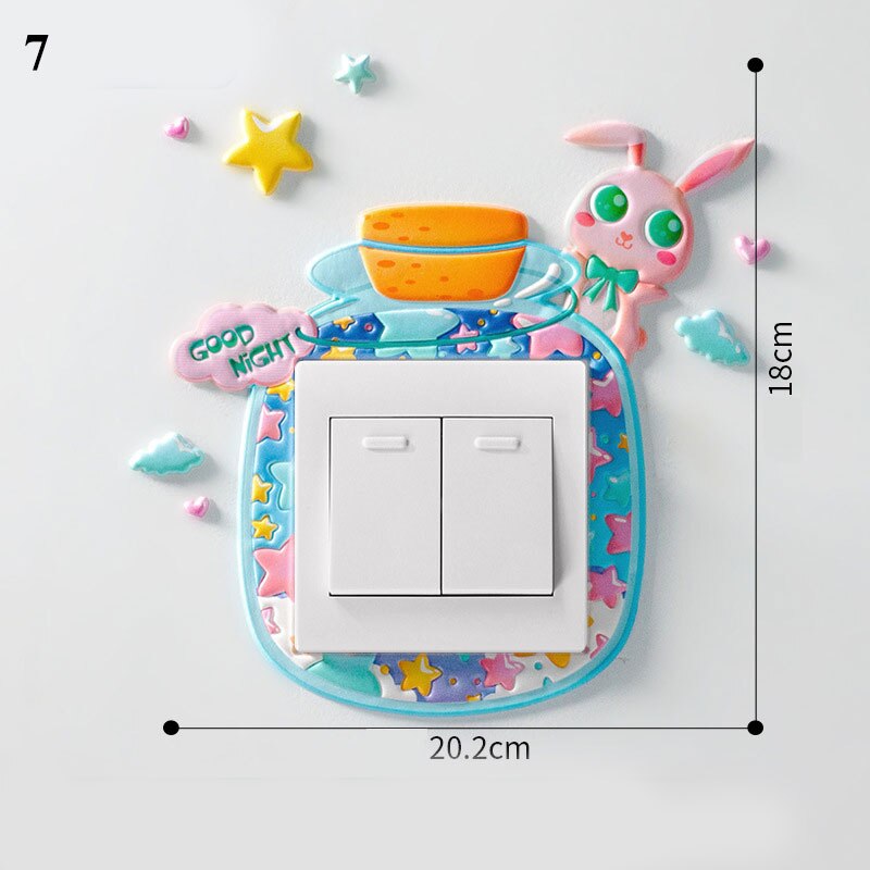 Cartoon Animal Switch cover Room Decor 3D Silicone On-off Switch Sticker Luminous Switch Outlet Wall Sticker: 7