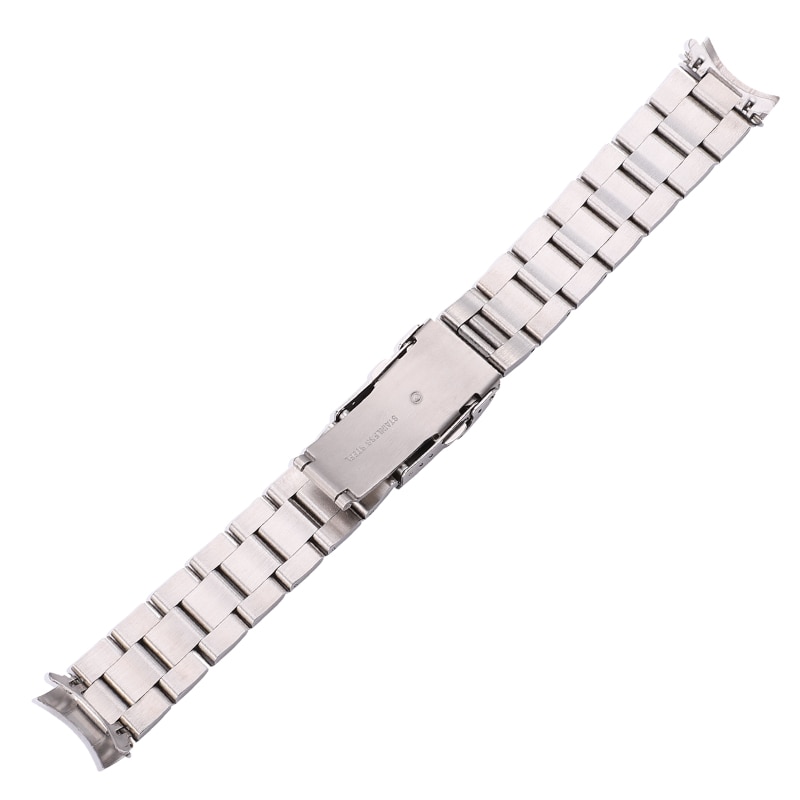 Rostfritt stål klockband armband 20mm 22mm män metall borstad krökt änd klockband band klockor tillbehör