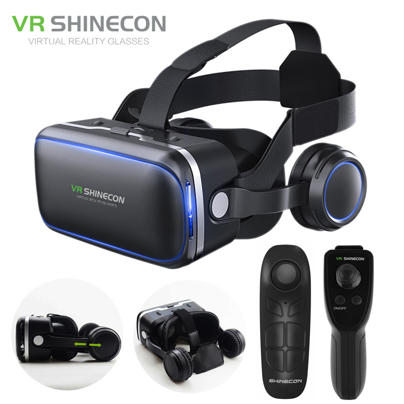Vr Shinecon Virtual Reality Bril 3D Helm Video Bril Headset Voor 4.7-6.0 Inch Android Ios Windows Smart Telefoons