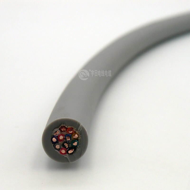 Drag Chain Control Cable Ultra Flexible 12 core 0.2,0.3mm ² Gray Towline Cable 1m (24,22AWG