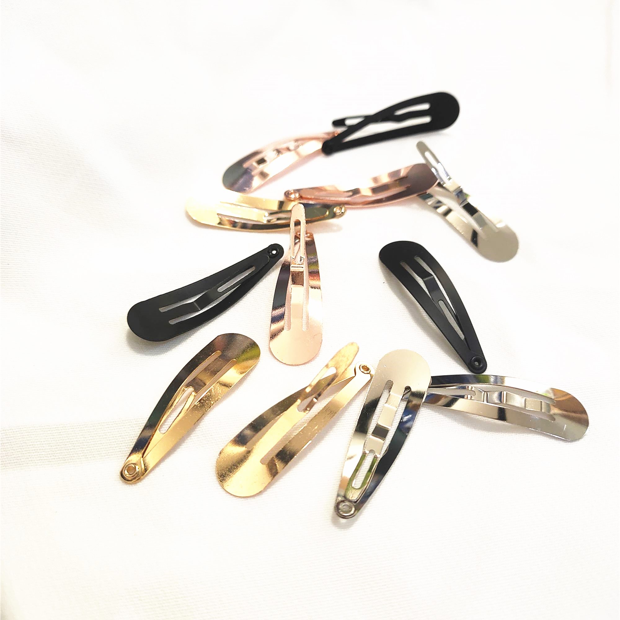 Clips à pression en métal de peinture or/argent, goutte d'eau, Clips pour bébé, pour pinces à cheveux DIY, Base de fabrication de bijoux, , 3-9cm, 100 pièces: S / MULTI
