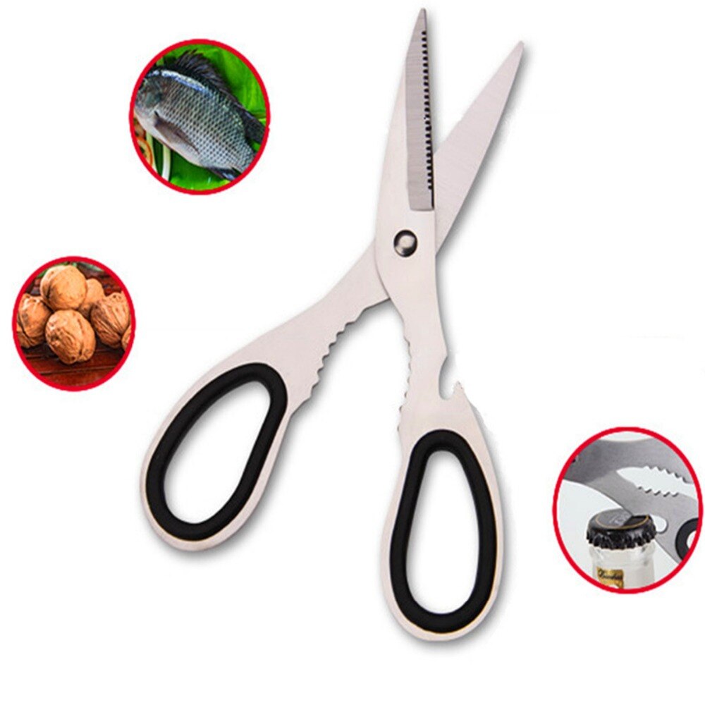 18.5 cm (7.3 '') multifonctionnel en acier inoxydable volaille cuisine ciseaux casse-noisette ouvre-bouteille os Cutter cuisinier outil coupe cisaillement