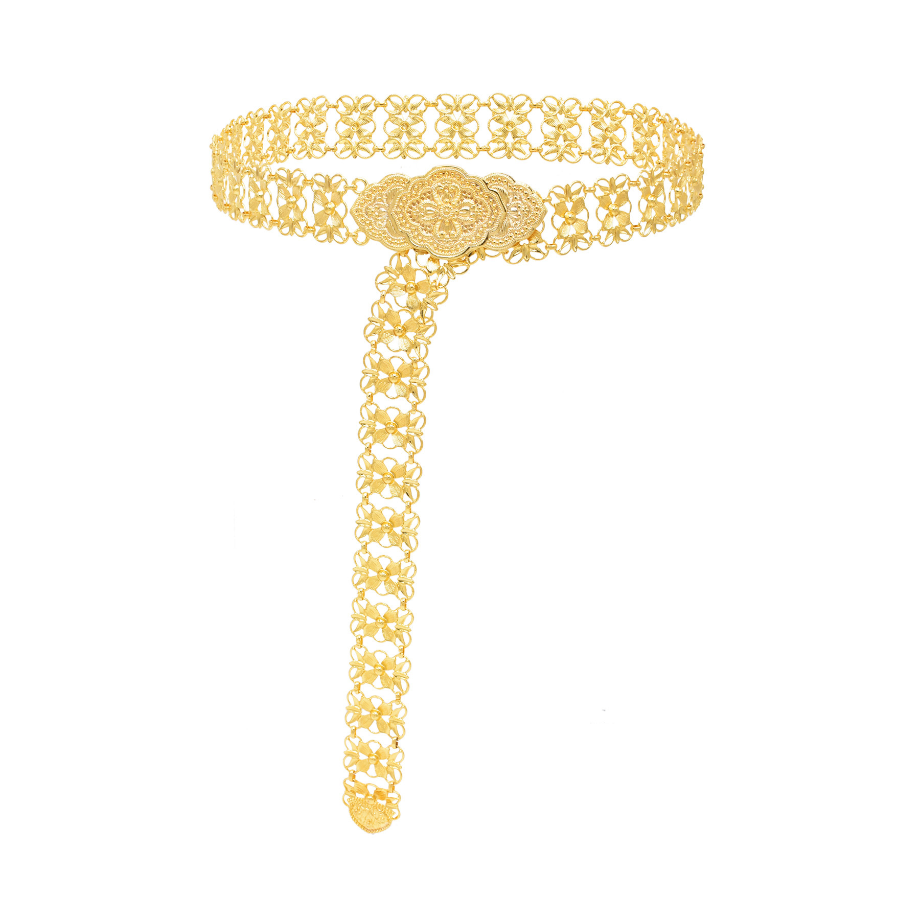 Mode Gouden Metalen Riem Thailand India Beach Party Taille Buikkettingen Etnische vrouwen Lichaam Sieraden Accessoires: Licht Geel Goud Kleur