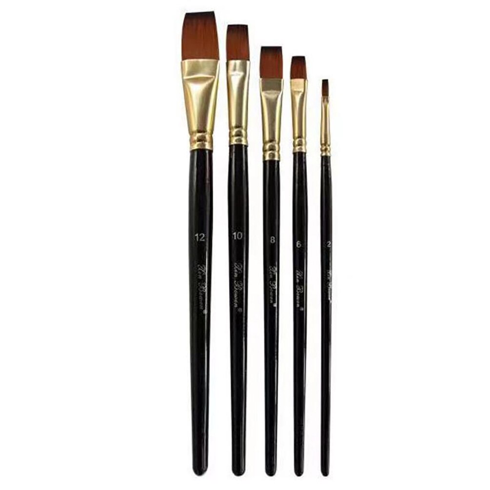 5Pcs Nylon Haar Olie Kwast Aquarel Penseel Pen Set Voor Diy Olieverf Kunstenaars Schilders Beginners: 2