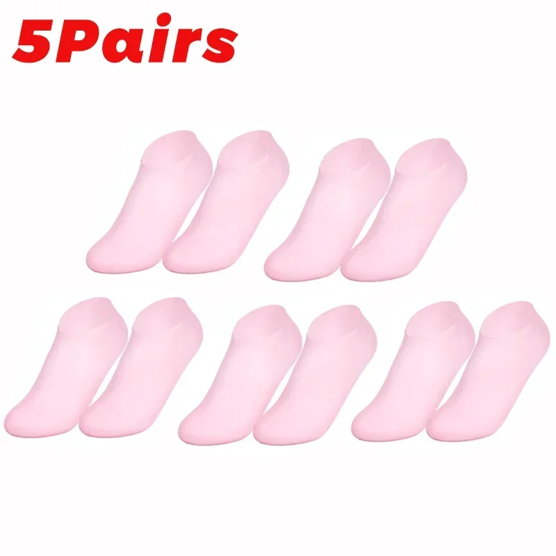 Chaussettes en silicone anti-Contation pour les pieds, 1 à 5 paires, respirantes, exextensibles, gel, suppression de la fréquence, hydratant pour la peau, outil de massage des pieds: Rouge
