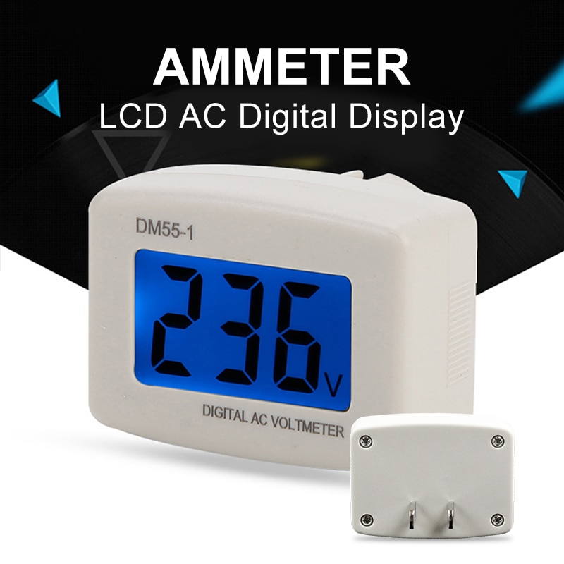 Digital Plug In Voltage Meter DM55-1 110-220V EU/US Plug Voltage Tester Wall Flat Voltage Measuring Digital AC Voltmeter