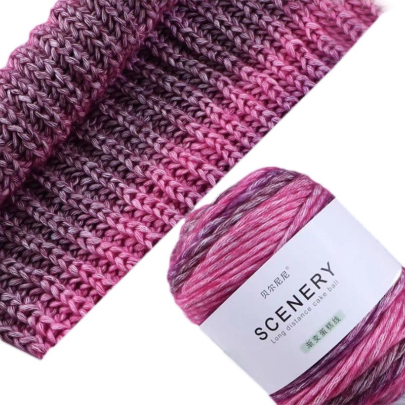 100g Hand Knitting Cake Yarn Gradient Ombre Colorful Crochet Woven DIY Thread: 6EE703462-H