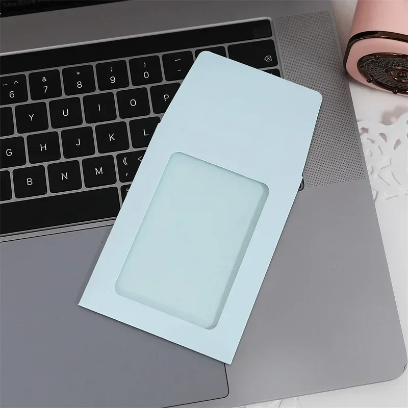 5/10pcs Paper Window Envelopes Transparent Card Holder DIY Photocards Frame Storage Packaging Bag Kawaii Pocket Envelope: Blue