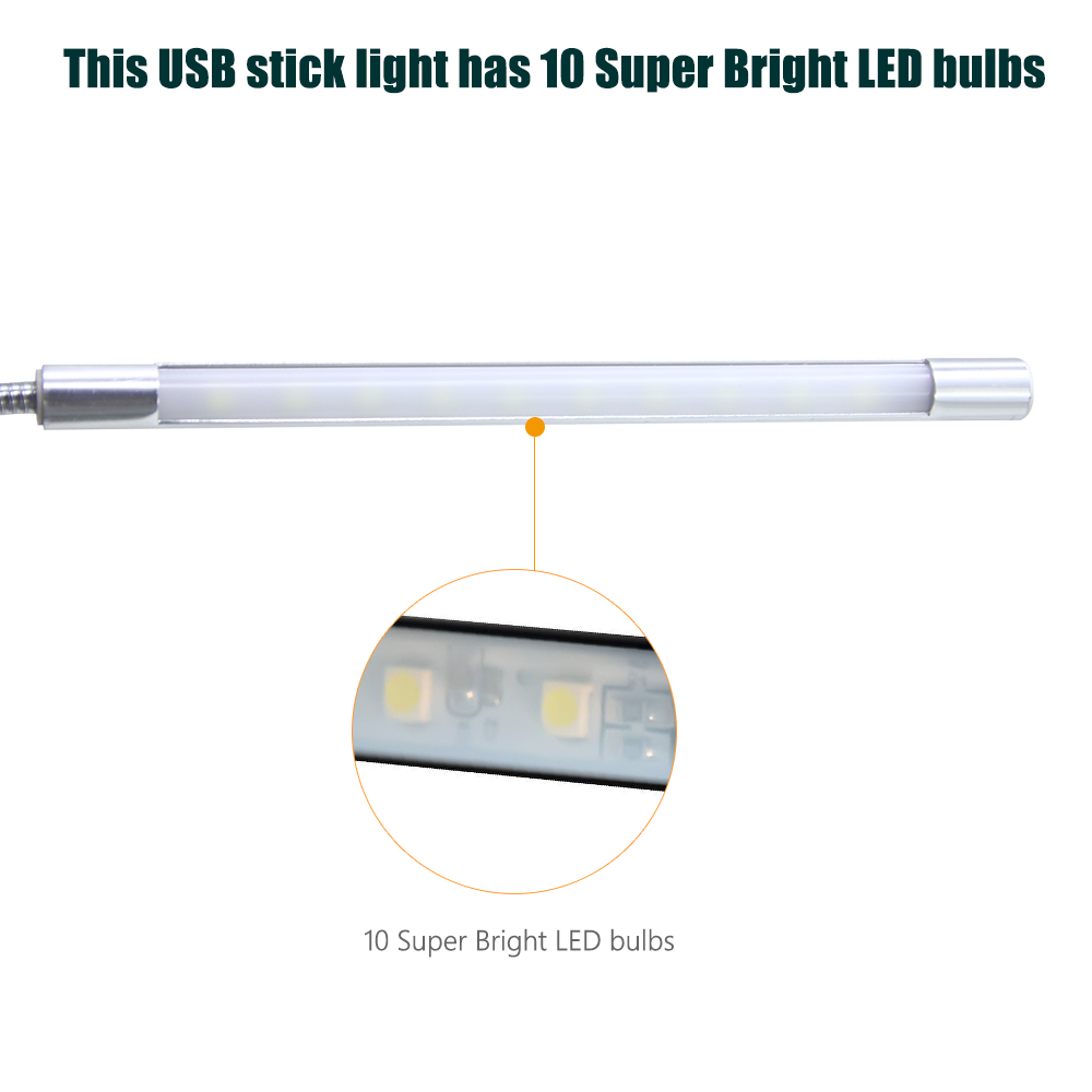 1 Stks 10 LED USB Draagbare Lamp Licht voor Laptop Notebook PC En power Brank leesboek flexibele Usb Computer lezen Lamp