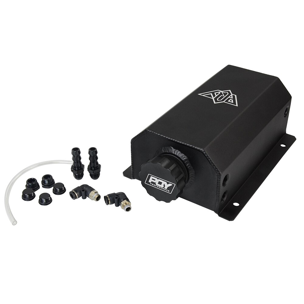 Universal 2L Alloy Engine Oil Fuel Gas Catch Can Breather Tank Bottle Coolant Radiator Overflow Tank: black with PQY logo
