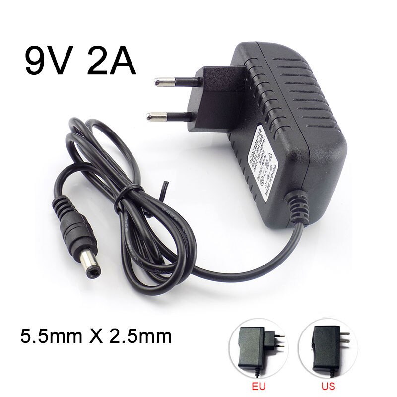 9V 2A 100V-240V Ac Naar Dc Power Adapter Supply Converter Charger Power Voor Led Strip licht Cctv Camera 5.5Mm X 2.5Mm