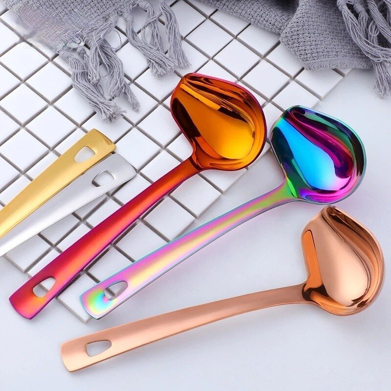 Cuillère à Sauce en acier inoxydable, cuillère à bec, petite louche à soupe, cuillère à huile, outil de cuisine
