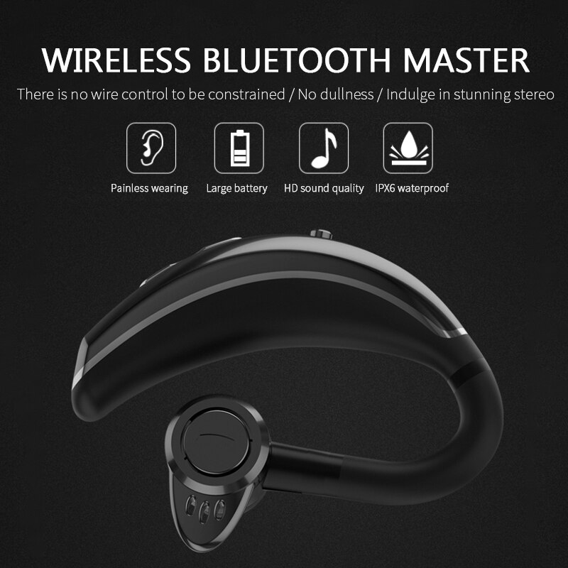 Draadloze Bluetooth Oortelefoon Eenzijdige Opknoping Ear Hoofdtelefoon Microfoon Bluetooth Stereo Headset Voor Gamer Zakelijke Mobiele Telefoon