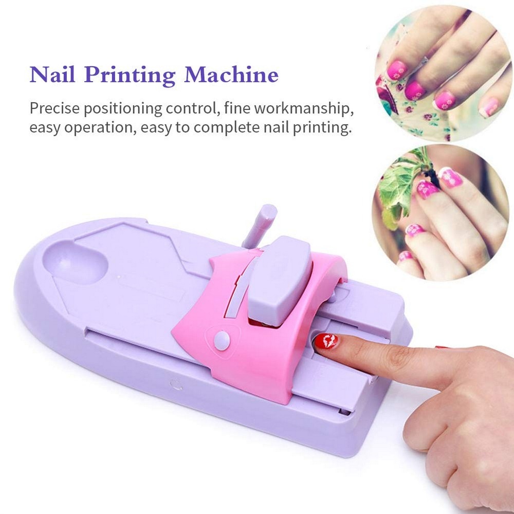 Diy negle kunst stempel maskine printer udskrivning manicure sæt med 6 metal mønster plader skraber diagram plade værktøj