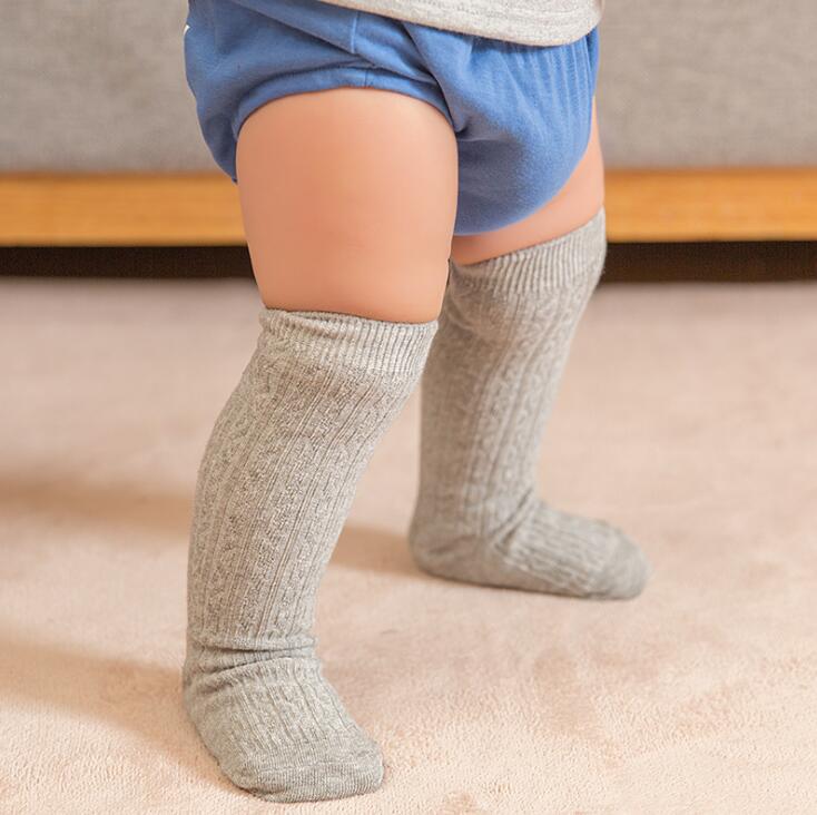 0-3Y Kleinkind Baby Art Strumpf Kleinkinder Mädchen Jungen Knie hoch fest betroffen Socken Bein Wärmer Strümpfe: Grau / M