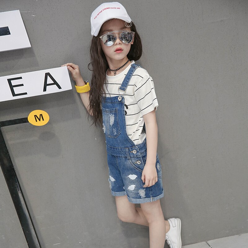 Meisjes Overalls Zomer Kind Baby Shorts Gat Jeans Grote Kind Sling Broek Tij