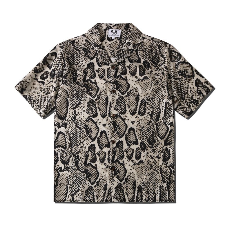 2022 Zomer Mannen Slangenprint Shirt Liefhebbers Mode Ins Korte Mouw Koele Dunne Losse Hawaiian Strand Harajuku Revers Shirts