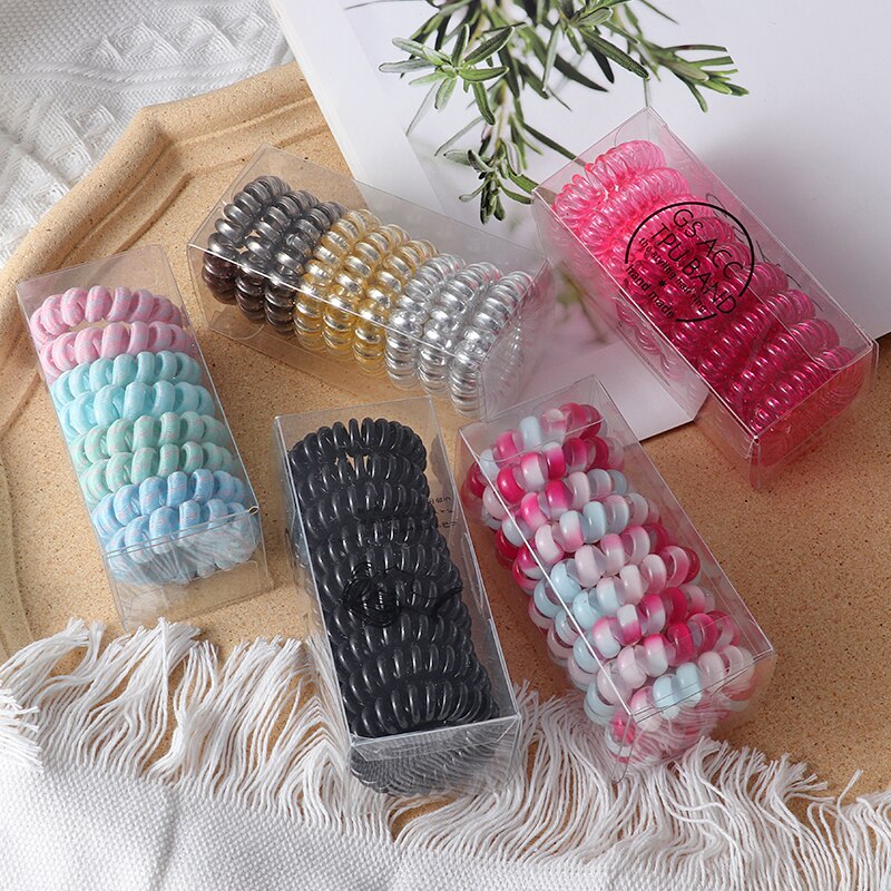 9pcs Elastic Hair Bands Colorful Spiral Hair Ties Telephone Wire Hair Accessories Girls Elastic Hair Bands Headband